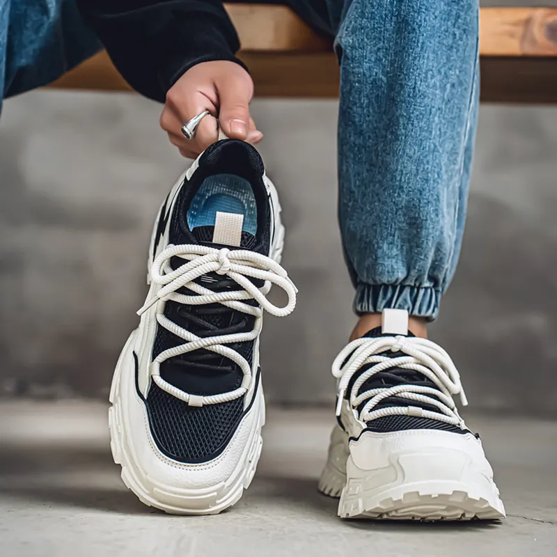 NANJIREN Anti Slip And Wear Resistant Support Height Increasing Low Top Chunky Sneakers Men's-9