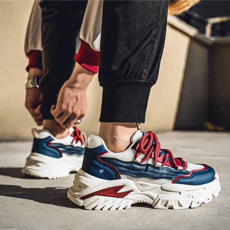 NANJIREN Anti Slip And Wear Resistant Support Height Increasing Low Top Chunky Sneakers Men's-3