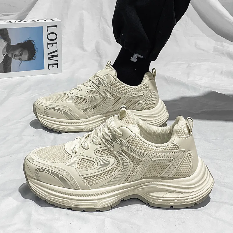 NANJIREN Cushioning Height Increasing Support Wear-Resistant Breathable Slip-Resistant Low-Top Chunky Sneakers Men's-6