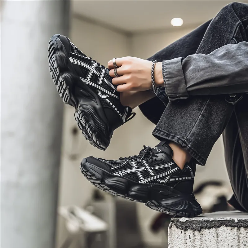 NANJIREN Cushioning Anti Slip Wear Resistant Breathable Height Increasing Low Top Chunky Sneakers Men's-7