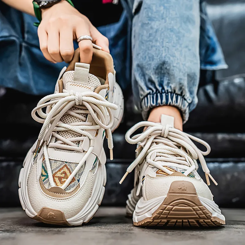 NANJIREN Cushioning Coverage Height Increasing Wear Resistant Breathable Slip Resistant Low Top Chunky Sneakers Men's-1