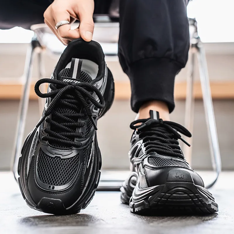 NANJIREN Cushioning Height Increasing Abrasion Resistant Breathable Slip Resistant Low Top Chunky Sneakers Men's-2
