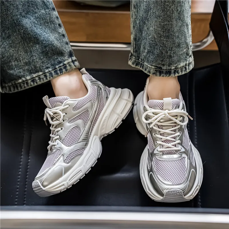 NANJIREN Cushioning Anti-Slip And Wear-Resistant Height Increasing Low-Top Chunky Sneakers Men's-7