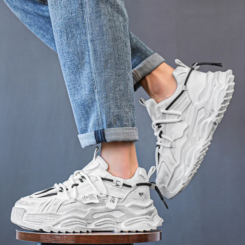 NANJIREN Cushioning Anti Slip Wear Resistant Breathable Height Increasing Low Top Chunky Sneakers Men's-5