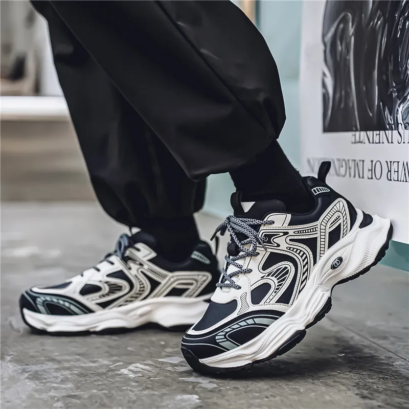 NANJIREN Height Increasing Abrasion Resistant Lightweight Slip Resistant Low Top Chunky Sneakers Men's-7