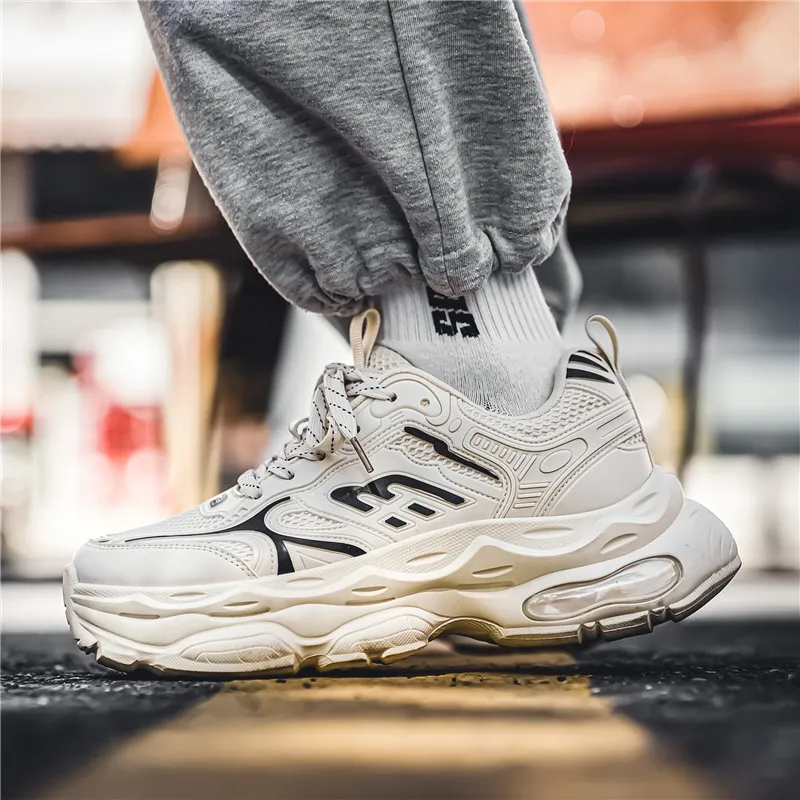 NANJIREN Cushioning Anti Slip Wear Resistant Breathable Height Increasing Low Top Chunky Sneakers Men's-7