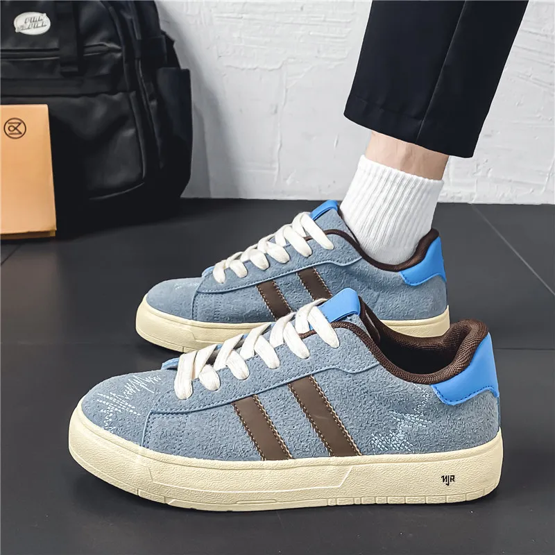 NANJIREN Coverage Slip Resistant, Abrasion Resistant, Lightweight Low Top Skateboard Shoes Men's Blue-2