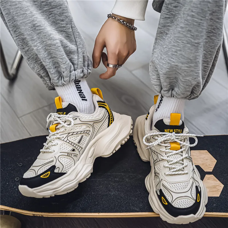 NANJIREN Cushioning Height Increasing Wear Resistant Breathable Slip Resistant Low Top Chunky Sneakers Men's-8