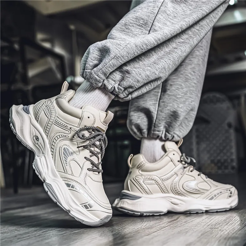 NANJIREN Cushioning Anti-Slip Wear-Resistant Breathable Height Increasing Warm Low-Top Chunky Sneakers Men's-2