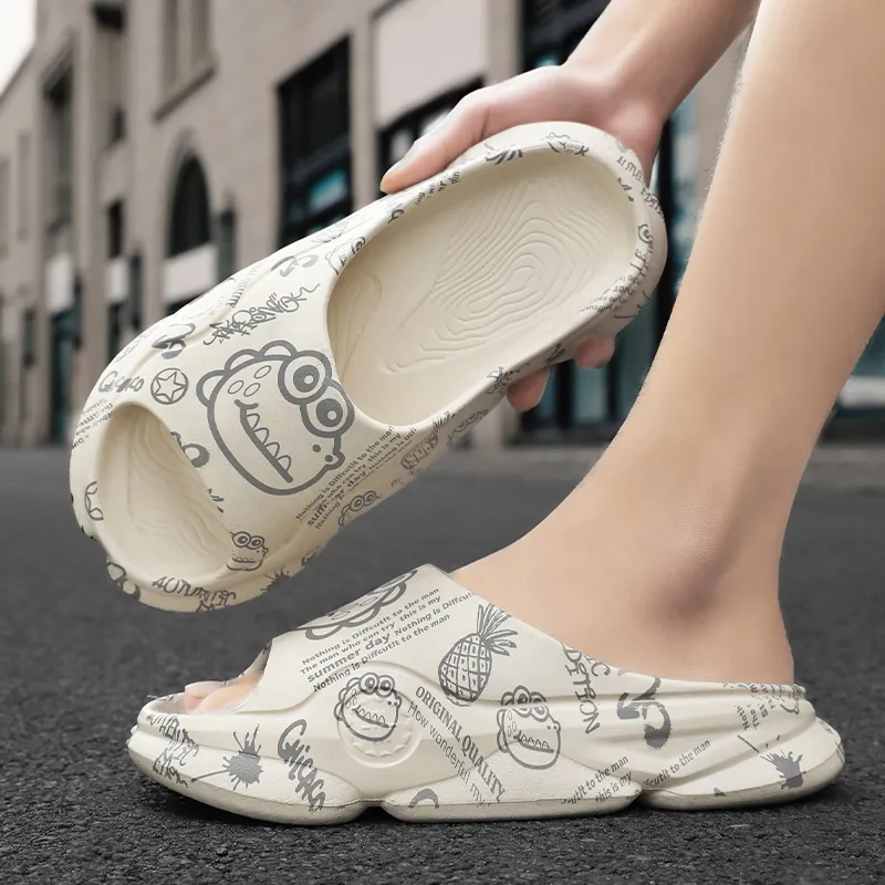 NANJIREN EVA Graffiti Slip Resistant Abrasion Resistant Cushioning Slide Slippers Men's-3