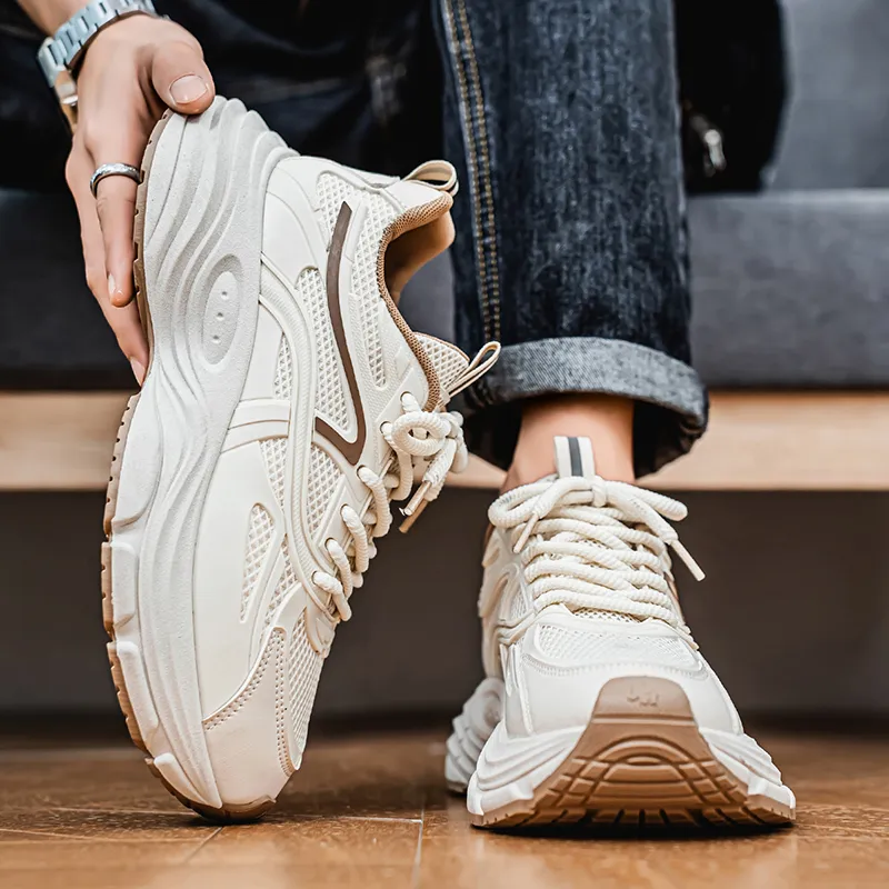 NANJIREN Cushioning Height Increasing Abrasion Resistant Breathable Slip Resistant Low Top Chunky Sneakers Men's-8