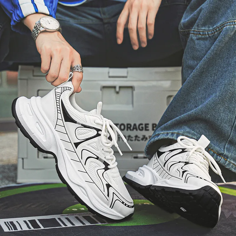 NANJIREN Cushioning Height Increasing Wear Resistant Breathable Slip Resistant Low Top Chunky Sneakers Men's-5