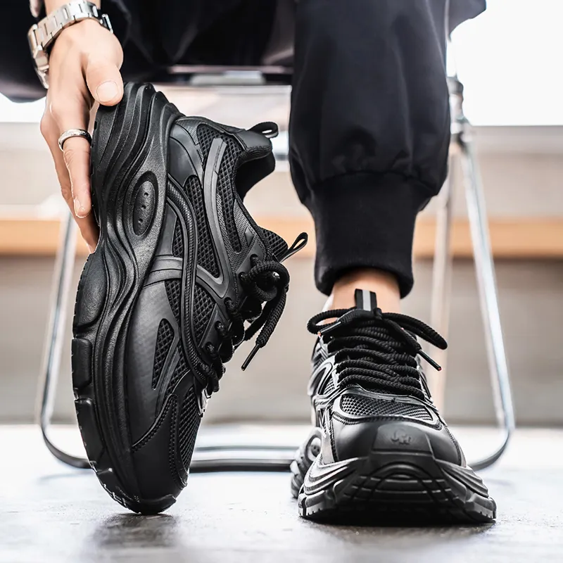 NANJIREN Cushioning Height Increasing Abrasion Resistant Breathable Slip Resistant Low Top Chunky Sneakers Men's-3