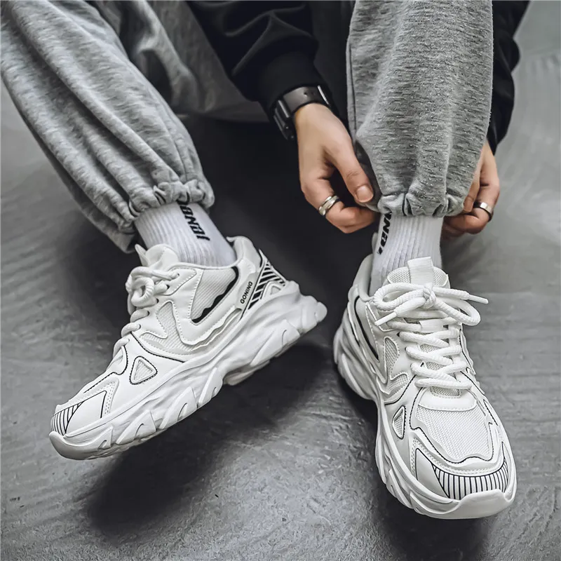 NANJIREN Cushioning Height Increasing Wear-Resistant Breathable Slip-Resistant Low-Top Chunky Sneakers Men's-1