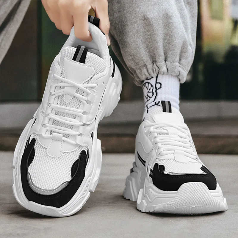 NANJIREN Cushioning, Slip Resistant, Abrasion Resistant, Height Increasing Low Top Chunky Sneakers Men's-3