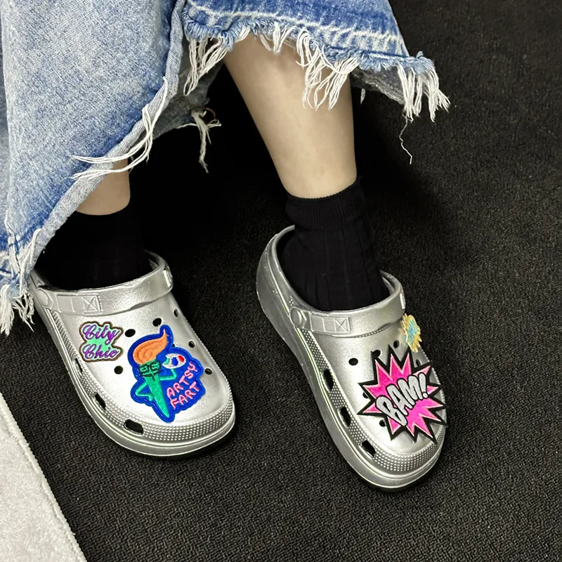 NANJIREN Clogs Unisex Black Full Silver-6