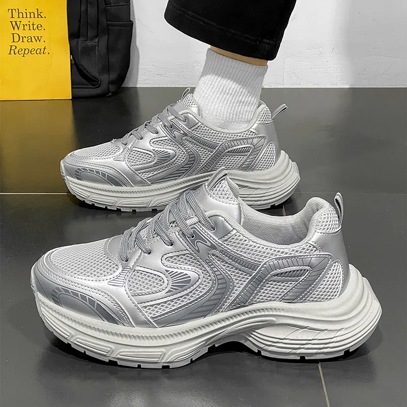 NANJIREN Cushioning Height Increasing Support Wear-Resistant Breathable Slip-Resistant Low-Top Chunky Sneakers Men's-2