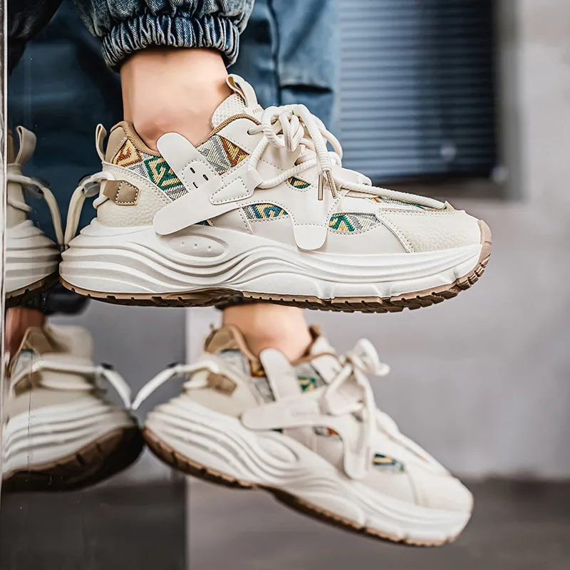 NANJIREN Cushioning Coverage Height Increasing Wear Resistant Breathable Slip Resistant Low Top Chunky Sneakers Men's-2