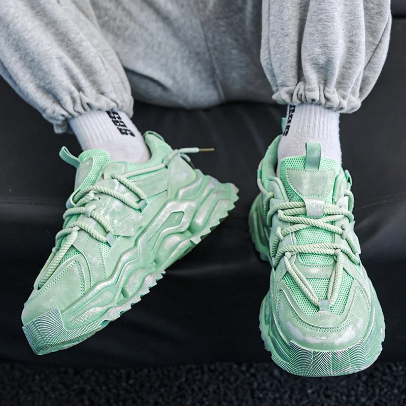 NANJIREN Cushioning Anti Slip Wear Resistant Breathable Height Increasing Low Top Chunky Sneakers Men's-9