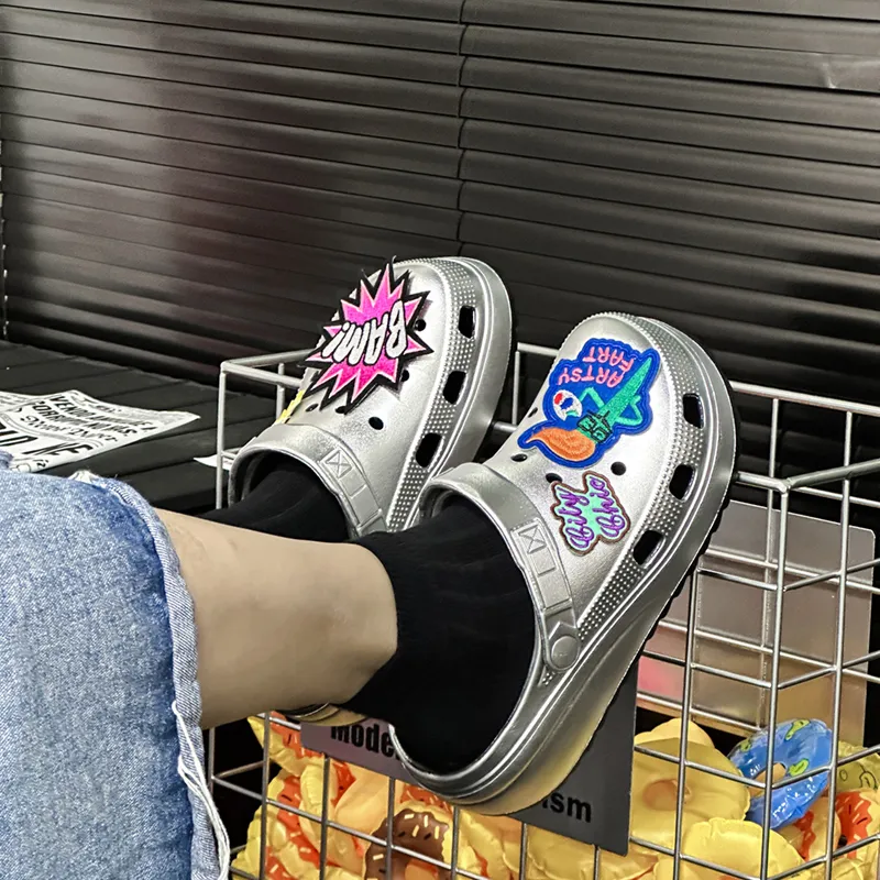 NANJIREN Clogs Unisex Black Full Silver-4