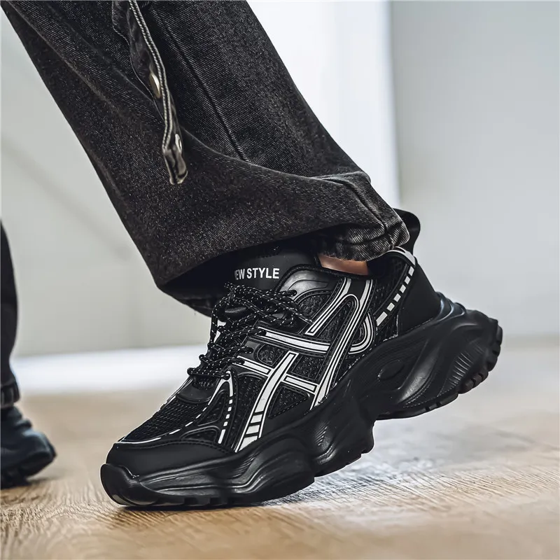 NANJIREN Cushioning Anti Slip Wear Resistant Breathable Height Increasing Low Top Chunky Sneakers Men's-5
