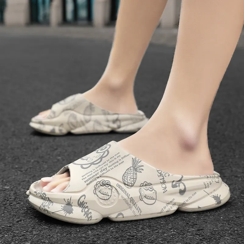 NANJIREN EVA Graffiti Slip Resistant Abrasion Resistant Cushioning Slide Slippers Men's-4