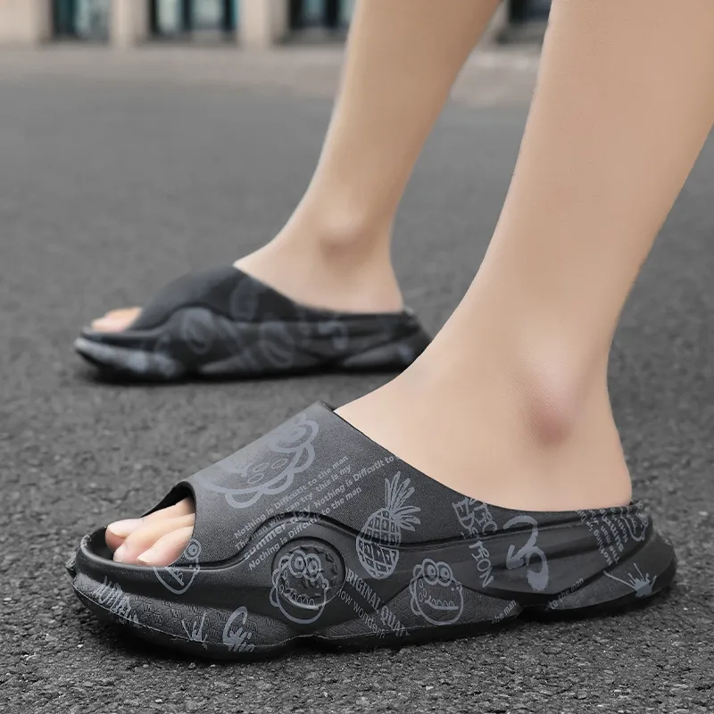 NANJIREN EVA Graffiti Slip Resistant Abrasion Resistant Cushioning Slide Slippers Men's-16