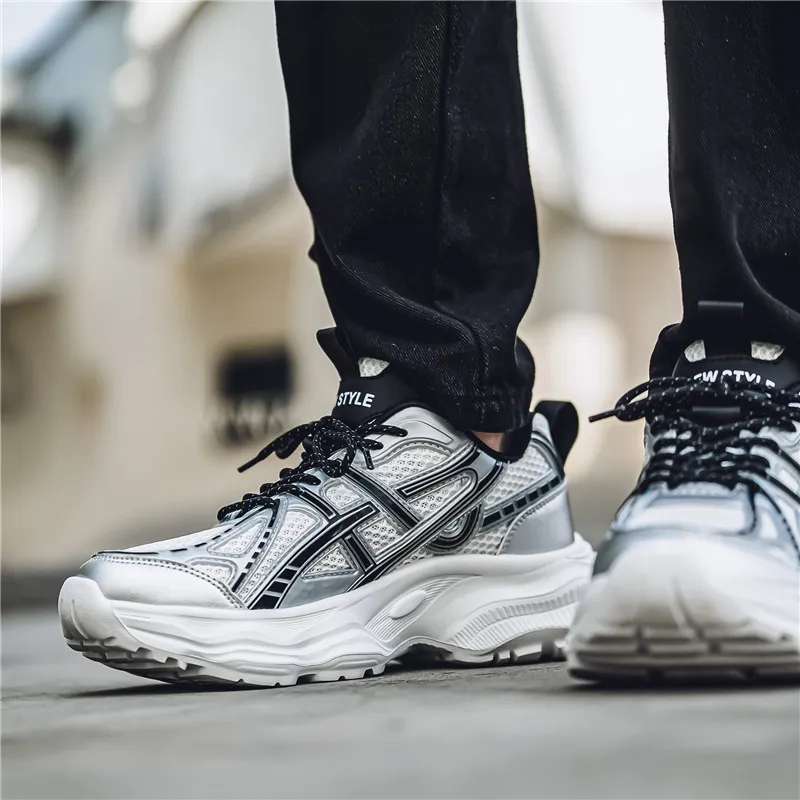 NANJIREN Cushioning Anti Slip Wear Resistant Breathable Height Increasing Low Top Chunky Sneakers Men's-3