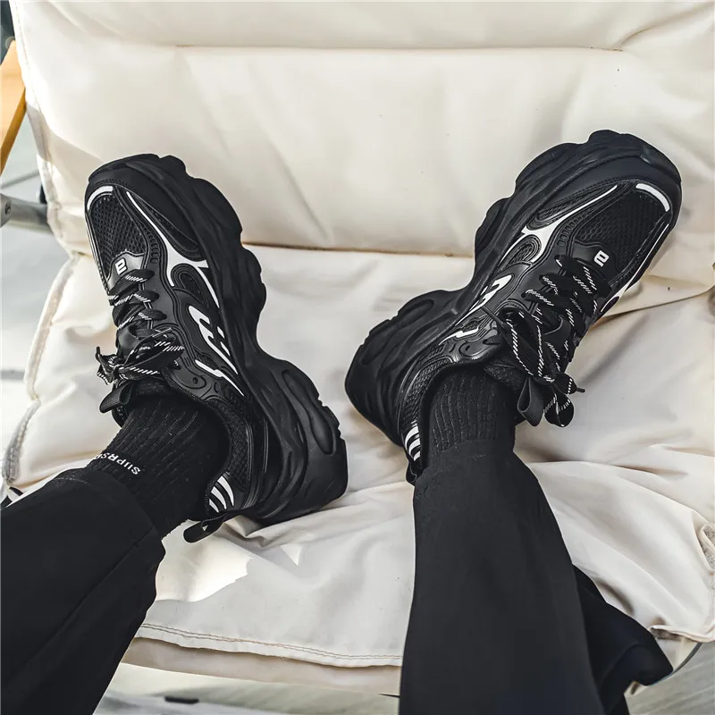 NANJIREN Cushioning Anti Slip Wear Resistant Breathable Height Increasing Low Top Chunky Sneakers Men's-14