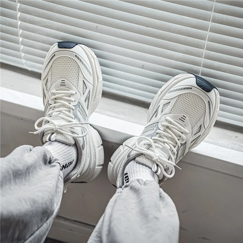 NANJIREN Wear resistant Lightweight Breathable And Non slip. Low Top Chunky Sneakers Men's-3