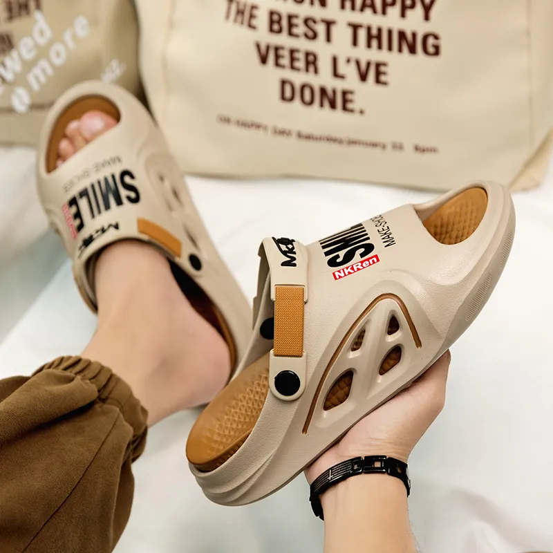 NANJIREN Beach Sandals Men Khaki/Matcha Green-6