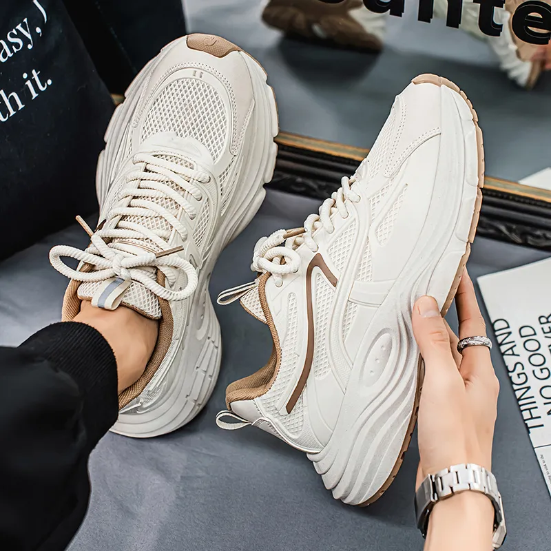 NANJIREN Cushioning Height Increasing Abrasion Resistant Breathable Slip Resistant Low Top Chunky Sneakers Men's-6