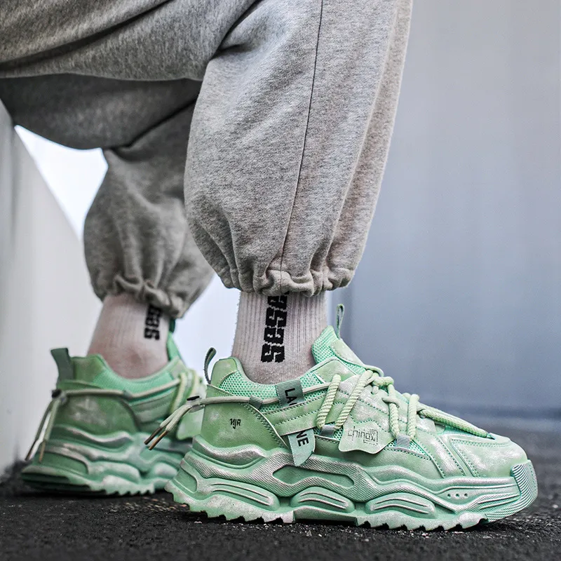 NANJIREN Cushioning Anti Slip Wear Resistant Breathable Height Increasing Low Top Chunky Sneakers Men's-10