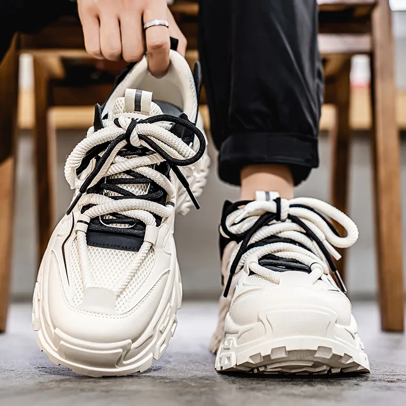 NANJIREN Cushioning Anti-Slip Wear-Resistant Breathable Height Increasing Low-Top Chunky Sneakers Men's-1