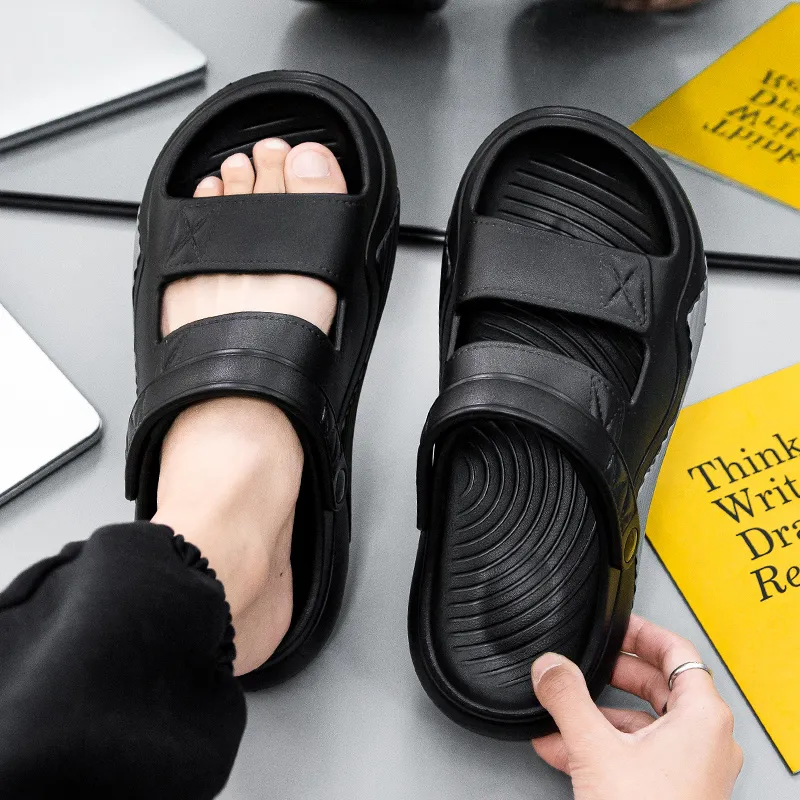NANJIREN Beach Sandals Men Black Green/Black Gray-5