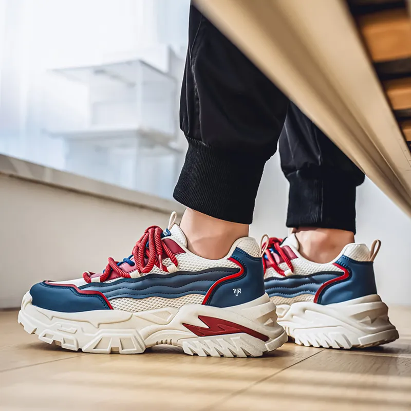 NANJIREN Anti Slip And Wear Resistant Support Height Increasing Low Top Chunky Sneakers Men's-1