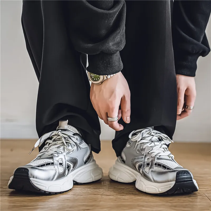 NANJIREN Cushioning, Slip Resistant, Abrasion Resistant, Height Increasing Low Top Chunky Sneakers Men's-1
