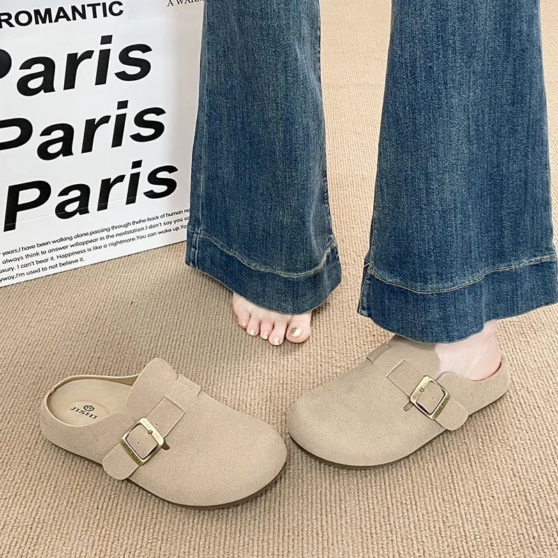NANJIREN Rubber Sole Abrasion Resistant Slip Resistant Closed Toe Slippers Women's-9