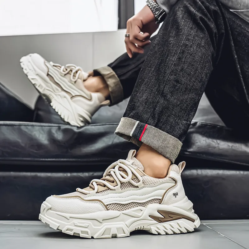 NANJIREN Anti Slip And Wear Resistant Support Height Increasing Low Top Chunky Sneakers Men's-6