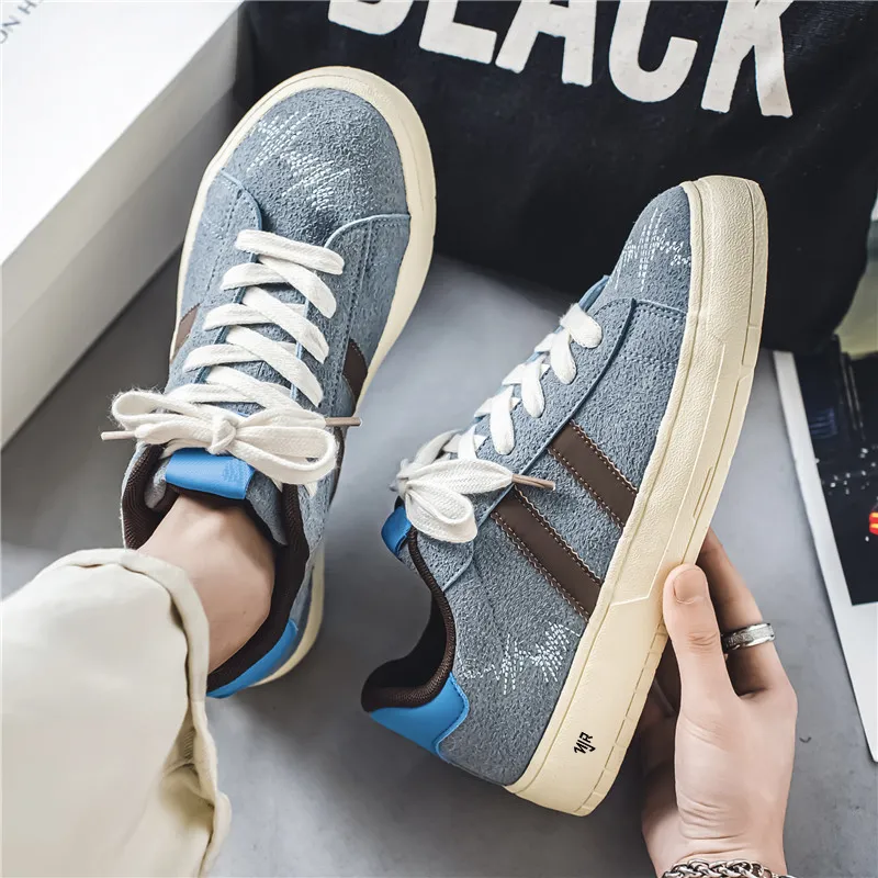 NANJIREN Coverage Slip Resistant, Abrasion Resistant, Lightweight Low Top Skateboard Shoes Men's Blue-5