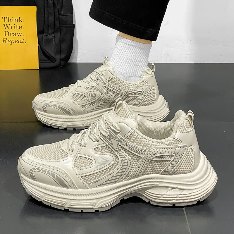 NANJIREN Cushioning Height Increasing Support Wear-Resistant Breathable Slip-Resistant Low-Top Chunky Sneakers Men's-5