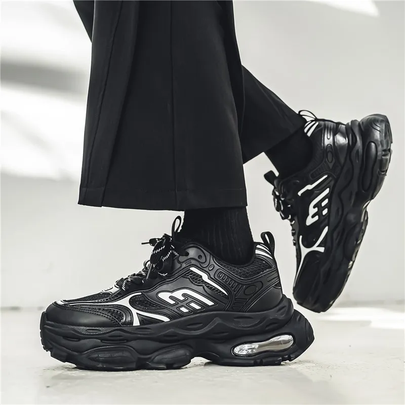 NANJIREN Cushioning Anti Slip Wear Resistant Breathable Height Increasing Low Top Chunky Sneakers Men's-12