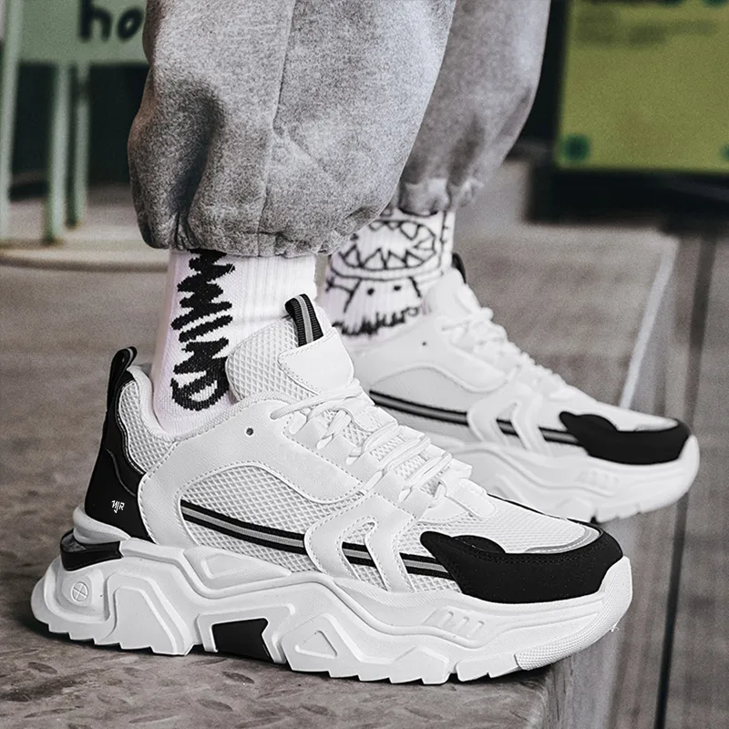 NANJIREN Cushioning, Slip Resistant, Abrasion Resistant, Height Increasing Low Top Chunky Sneakers Men's-2