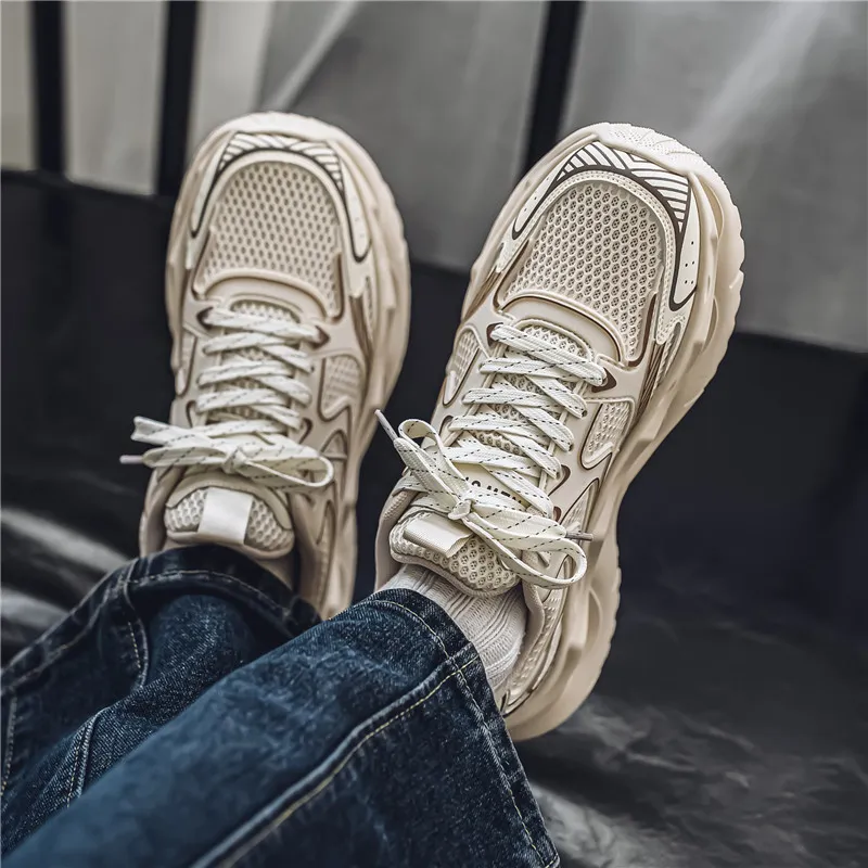 NANJIREN Cushioning, Slip Resistant, Abrasion Resistant, Height Increasing Low Top Chunky Sneakers Men's-8