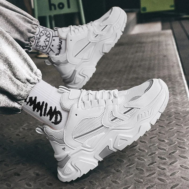 NANJIREN Cushioning, Slip Resistant, Abrasion Resistant, Height Increasing Low Top Chunky Sneakers Men's-7
