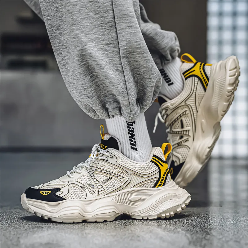 NANJIREN Cushioning Height Increasing Wear Resistant Breathable Slip Resistant Low Top Chunky Sneakers Men's-6