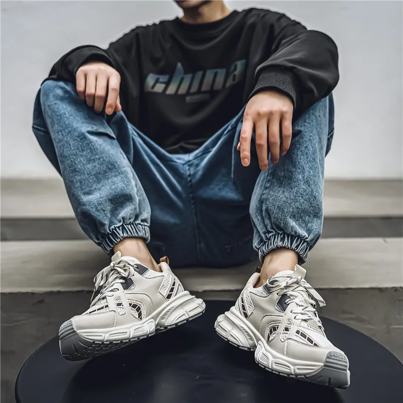 NANJIREN Cushioning, Slip Resistant, Abrasion Resistant, Height Increasing Low Top Chunky Sneakers Men's-7
