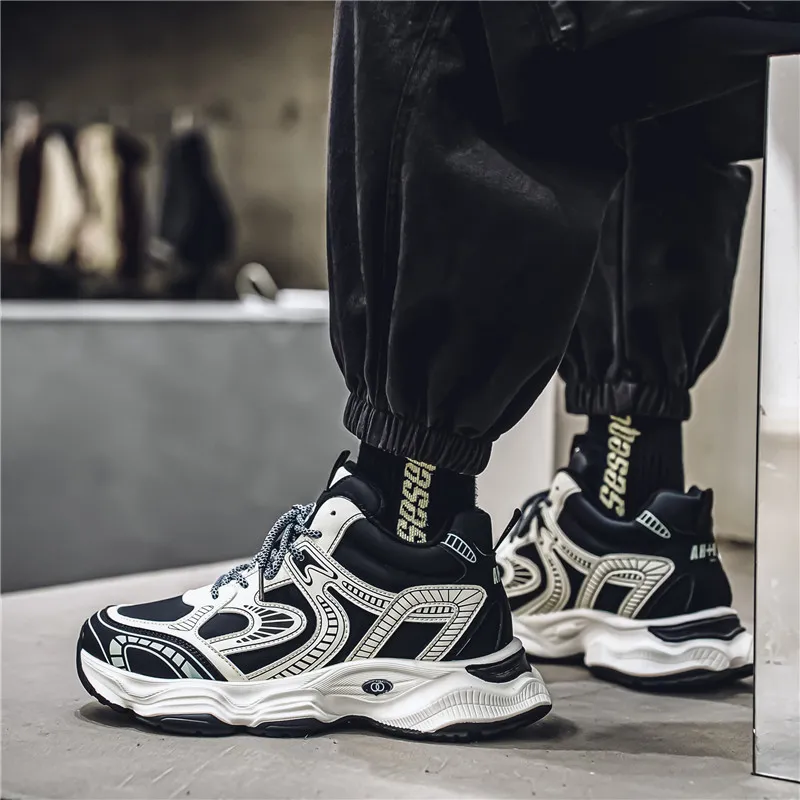 NANJIREN Cushioning Anti-Slip Wear-Resistant Breathable Height Increasing Warm Low-Top Chunky Sneakers Men's-6