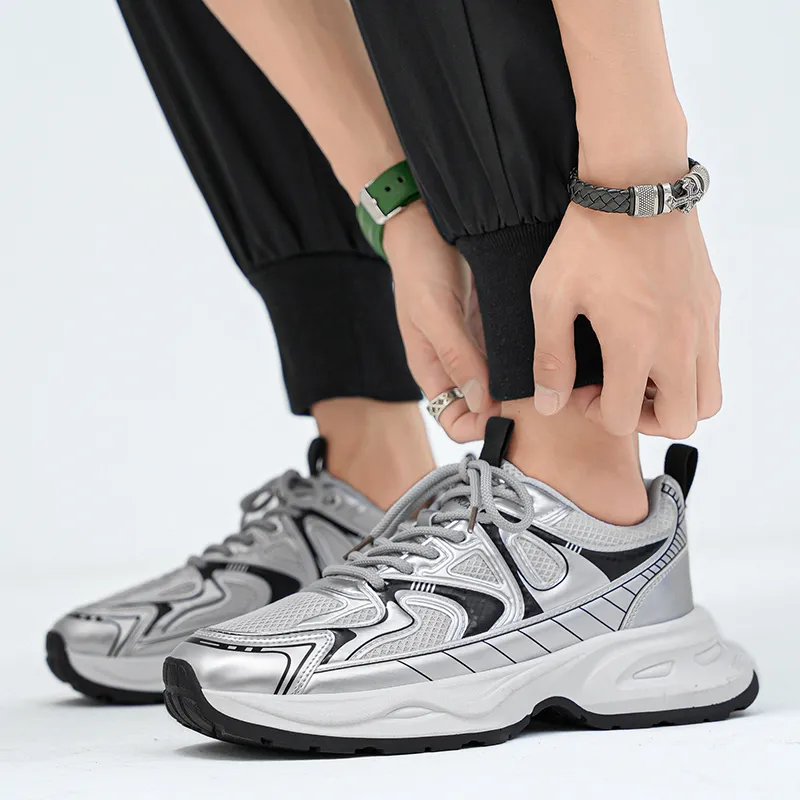 NANJIREN Cushioning Height Increasing Wear Resistant Breathable Slip Resistant Low Top Chunky Sneakers Men's-3