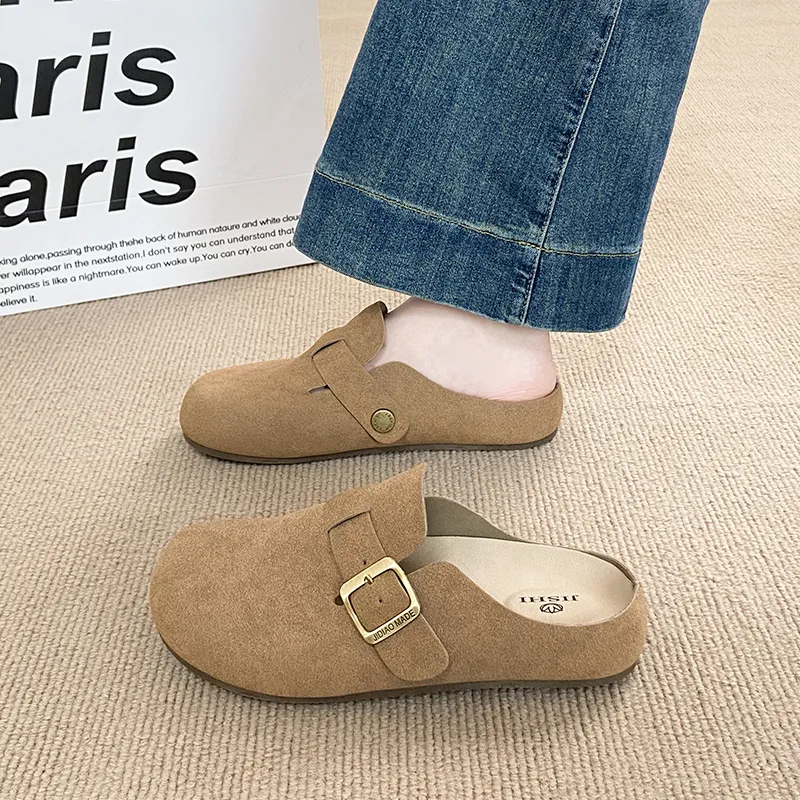 NANJIREN Rubber Sole Abrasion Resistant Slip Resistant Closed Toe Slippers Women's-12